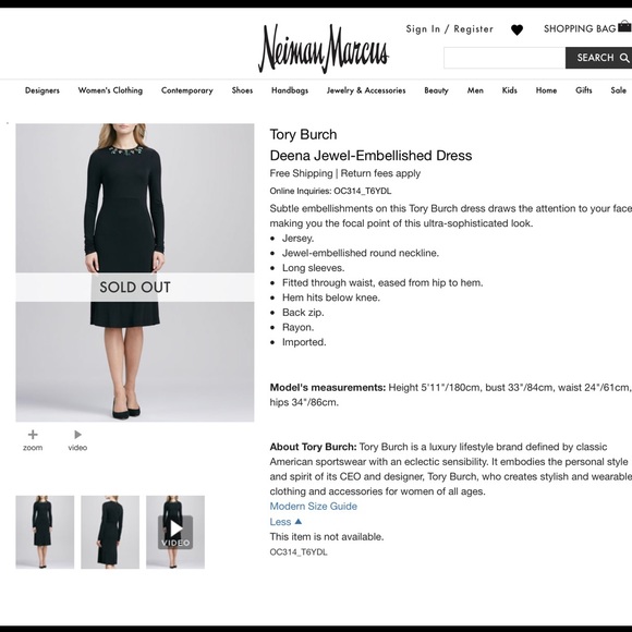 🦋 Tory Burch Deena Dress Jeweled neckline NWT - Picture 7 of 7